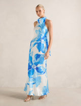 Clementine High Neck Satin Maxi Dress