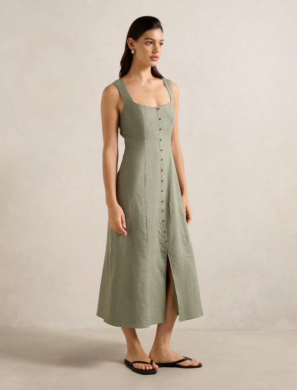 Elina Button Down Midi Dress