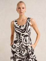 April Gathered Linen Midi Dress Forever New