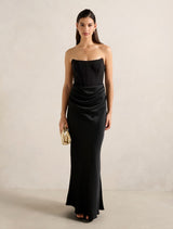 Isra Drape Strapless Maxi Dress Black Forever New