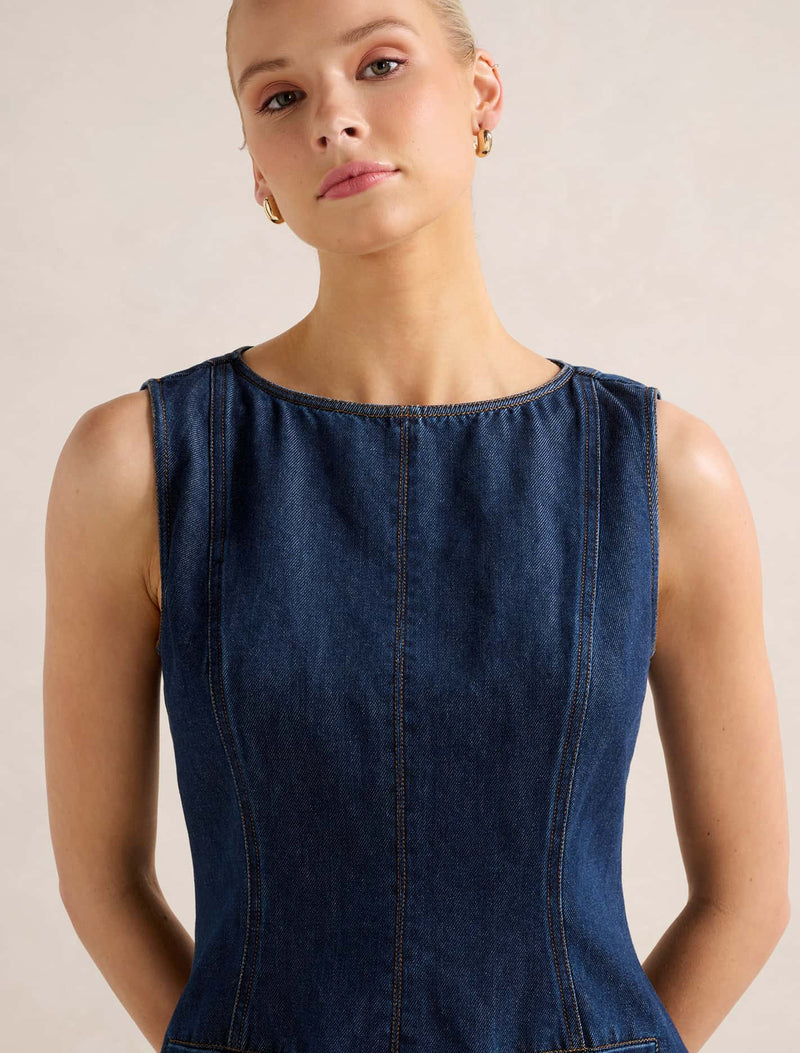 Spencer Denim Mini Dress Forever New