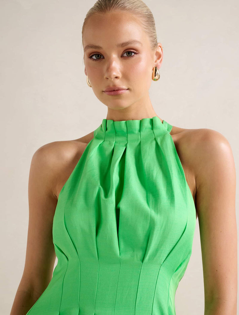 Miller Pleat Halter Midi Dress Shamrock | Forever New Miller Pleat Halter Midi Dress Shamrock | Forever New