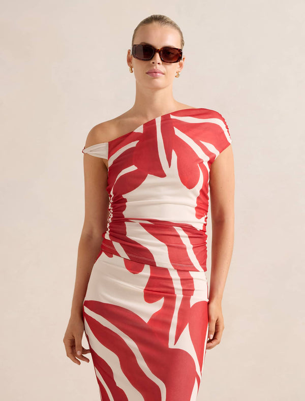 Mimi Off Shoulder Mesh Top Nusa Leaf Co-ord Forever New