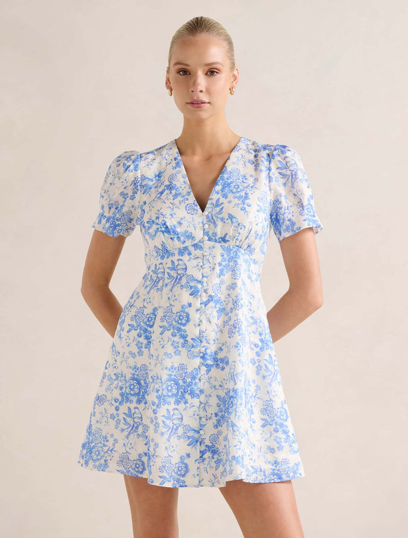 saffron mini dress Kyra | Mini Dress | Saffron - Boho Balloon Sleeve Gauze Cotton