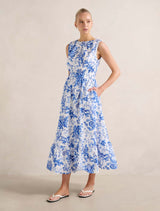 Bella Shirred Cotton Midi Dress Forever New
