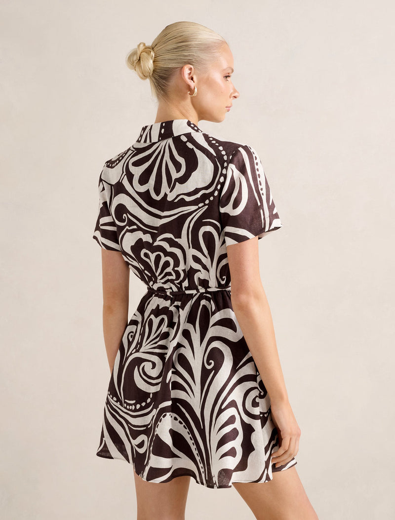 Grace Linen Shirt Mini Dress Forever New