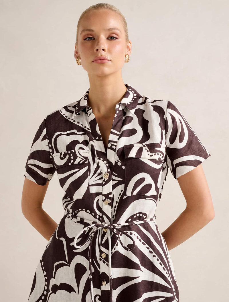 Grace Linen Shirt Mini Dress Forever New