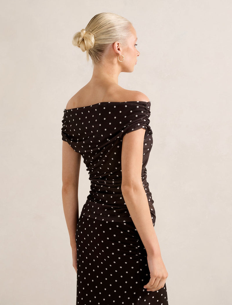 Mimi Off Shoulder Mesh Top Forever New