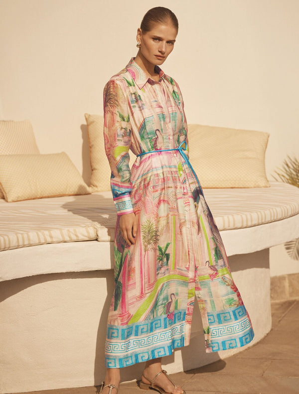 Abbey Printed Shirt Midi Dress Forever New