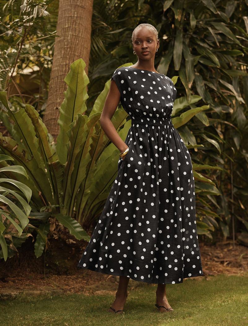 forever always midi dress Callie Elastic Waist Midi Dress Darby Spot