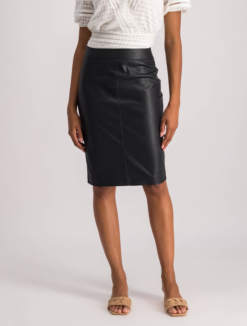 Carla Vegan Leather Midi Skirt Forever New