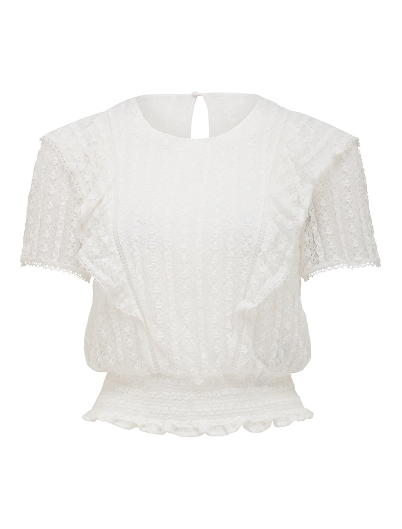 Lucinda Lace Trim Frill Top - Forever New