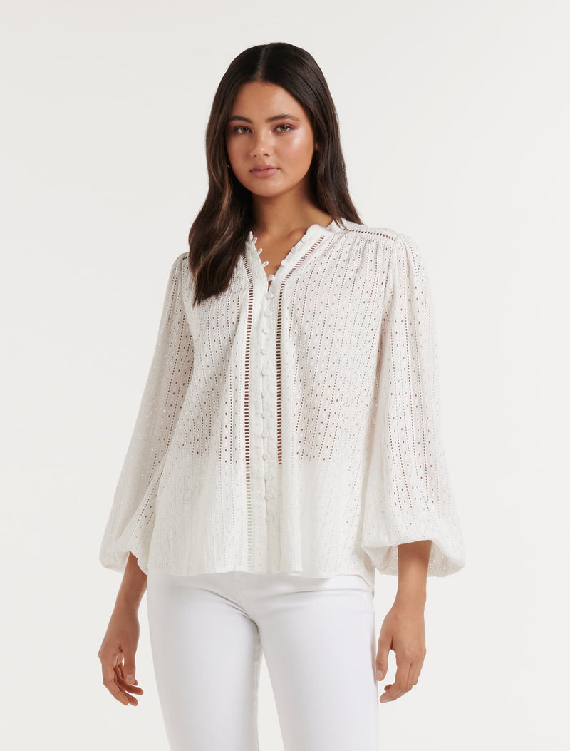 Sienna Vertical Broderie Blouse Forever New