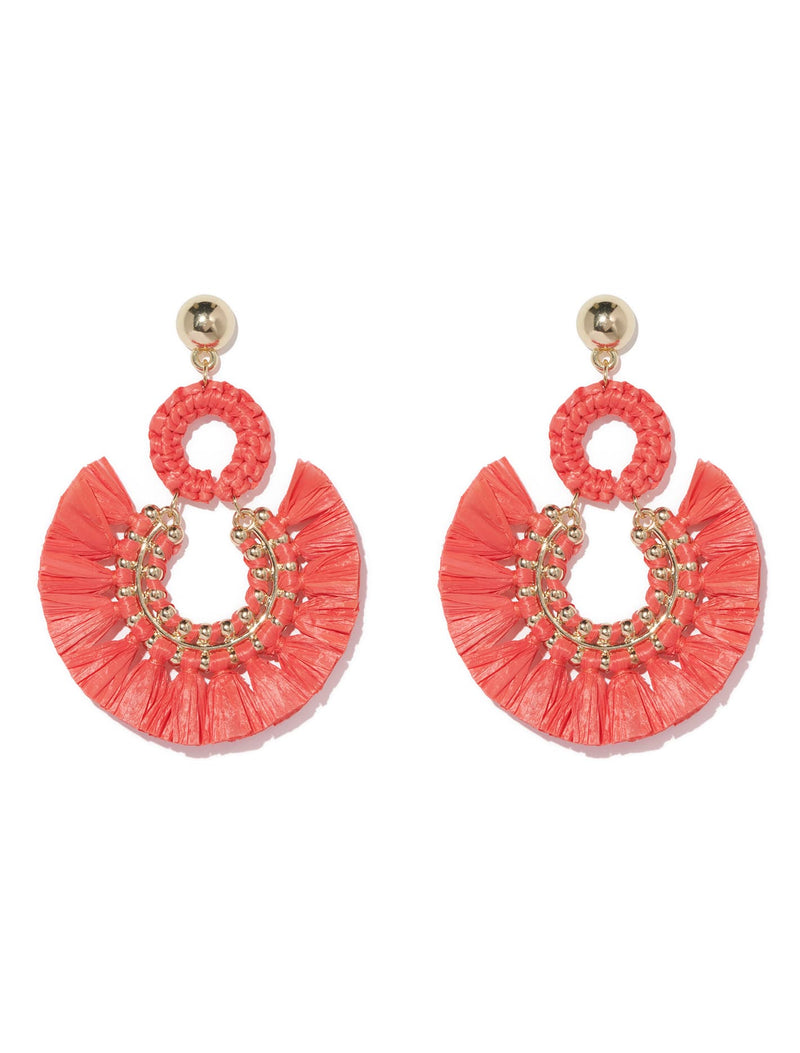 Aubree Raffia & Metal Drop Earrings Forever New