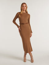 Hannah Belted Midi Knit Dress Forever New