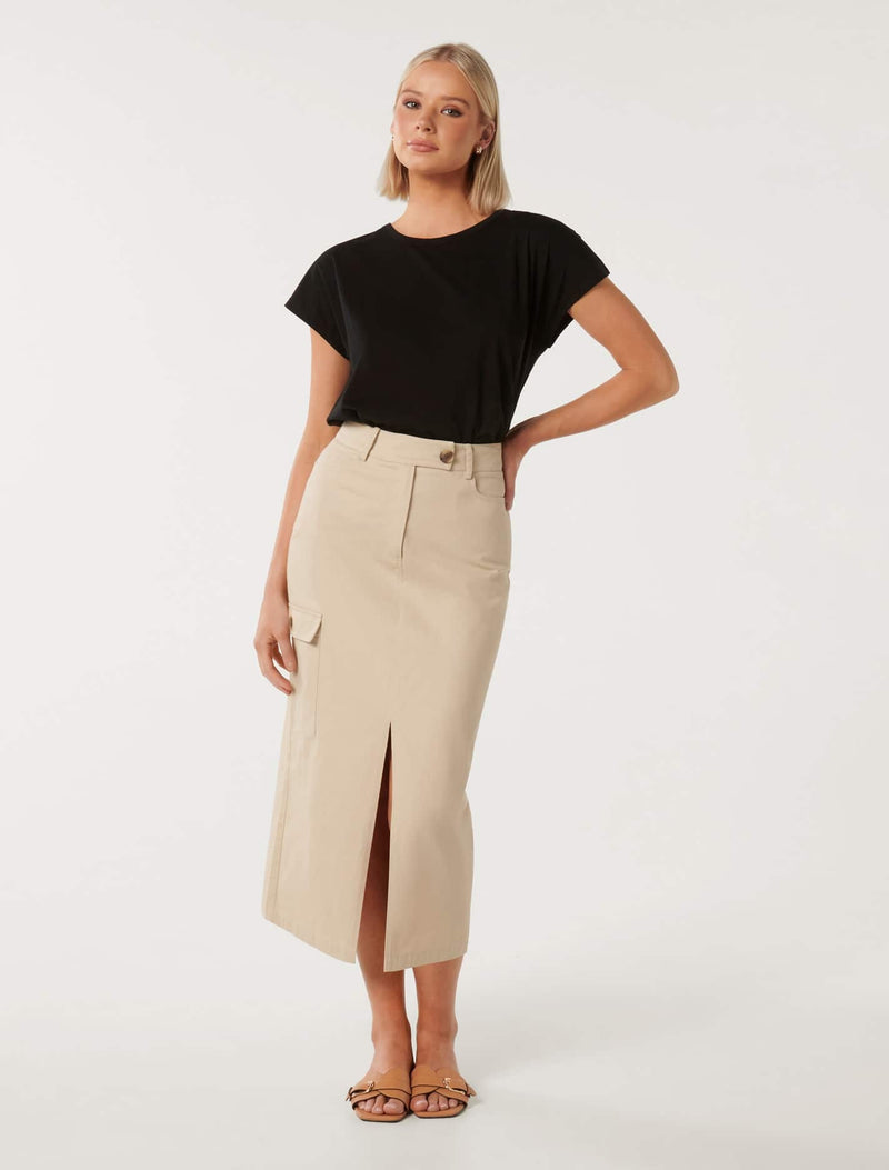 Evelyn Split Midi Skirt Forever New