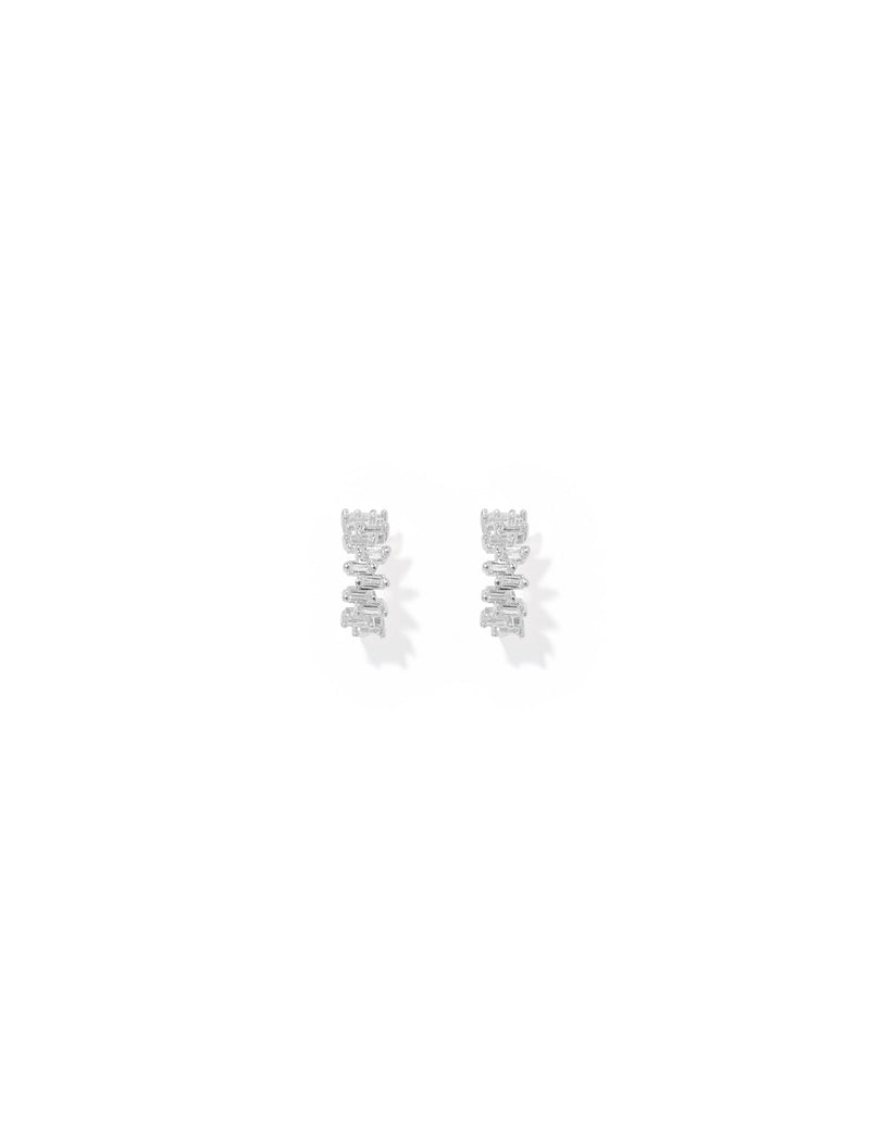 Li Cubic Zirconia Baguette Stone Hoop Earrings - Forever New
