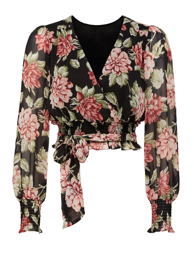 Arianna Shirred Waist Printed Blouse - Forever New