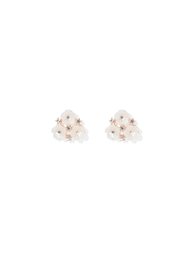 Jasmine Pearlised Triple Flower Stud Earrings - Forever New