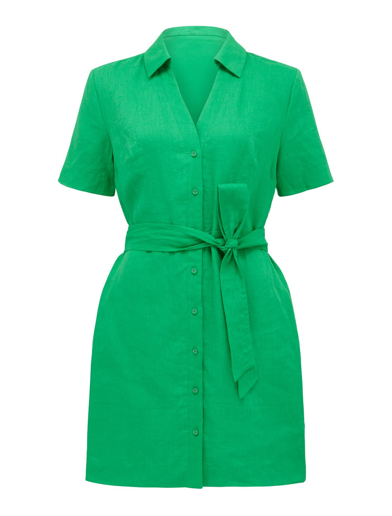 Flossy Mini Linen Shirt Dress Forever New