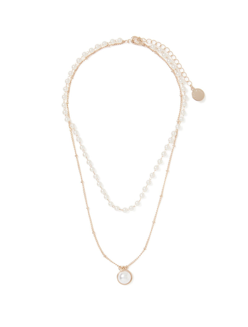 Maria Pearl Bead Layered Necklace - Forever New