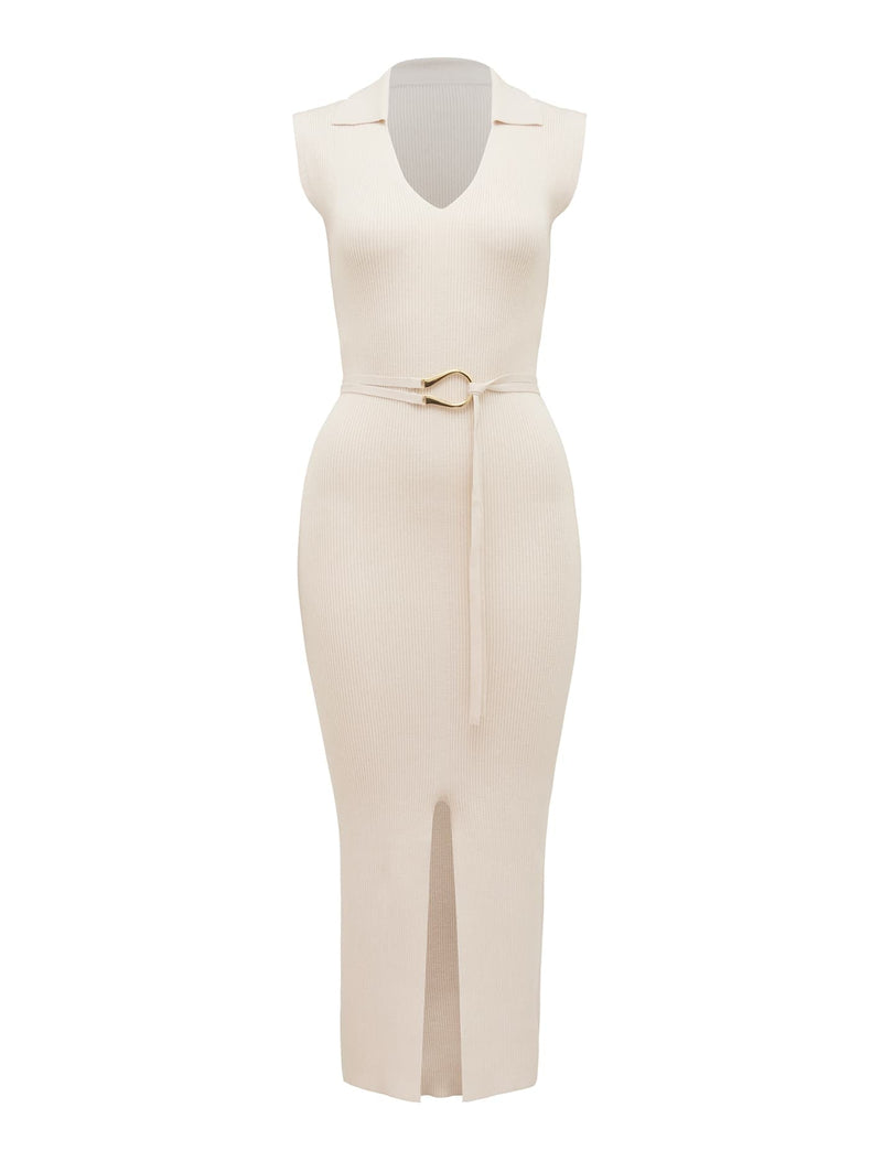 Suzana Collar Belted Knit Dress Forever New