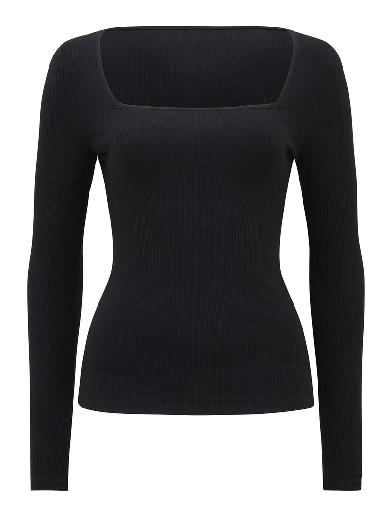 Amalfi Square Neck Long Sleeve Top Forever New