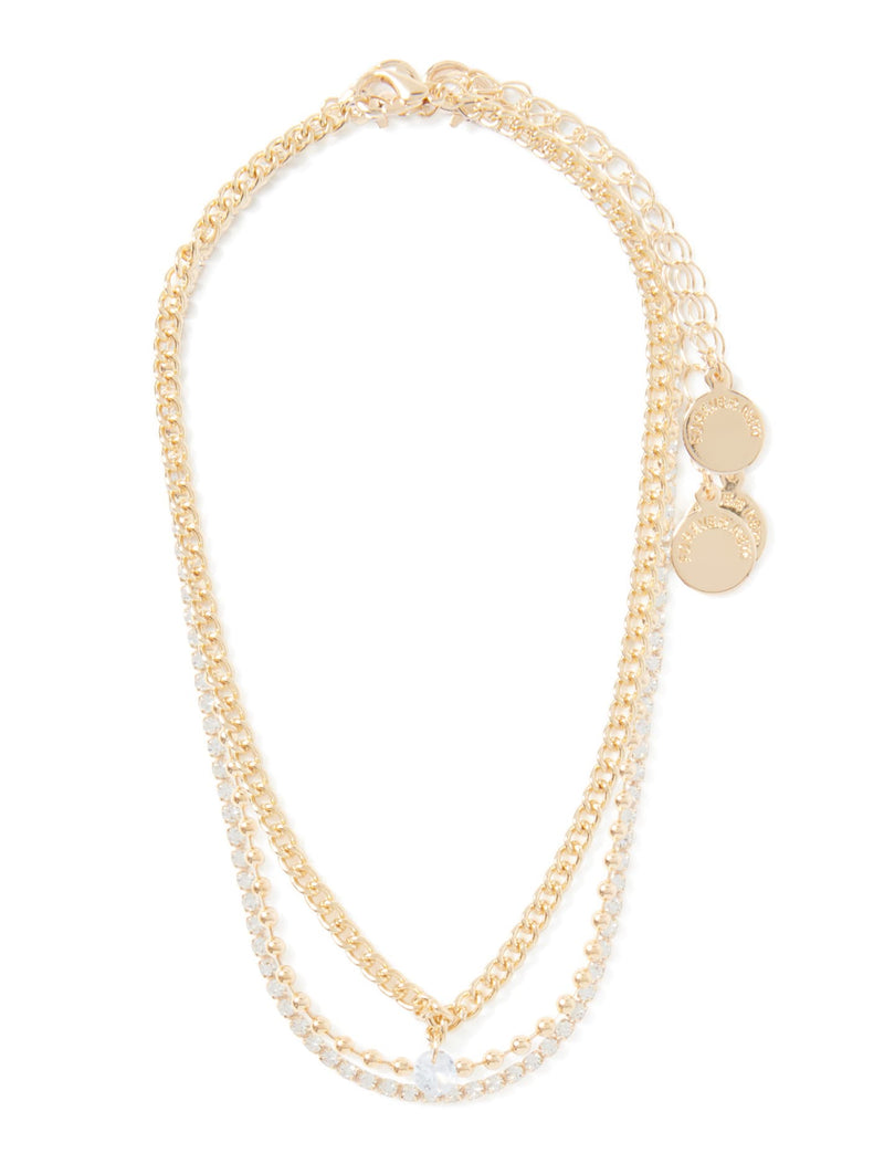 Delta Crystal & Metal Choker Necklace Pack 0 Gold Forever New