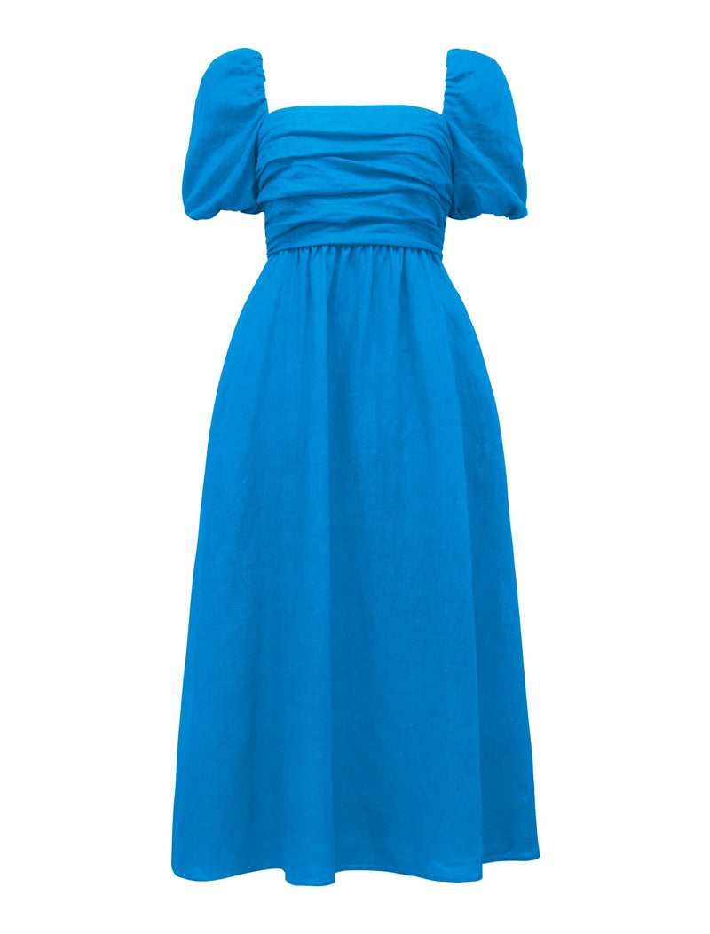 Dream Ruched Bodice Midi Dress Vivid Cornflower Forever New