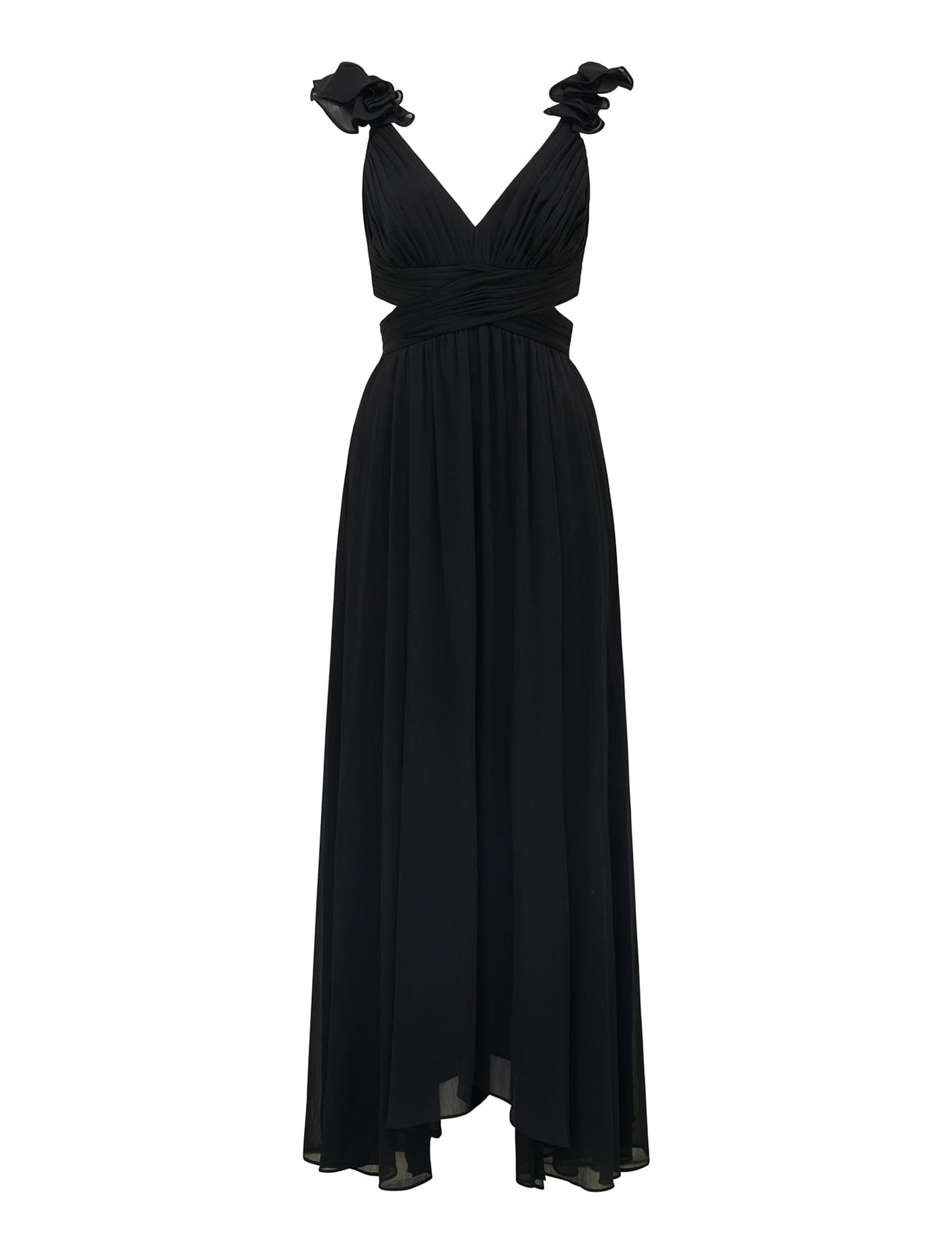 Selena Ruffle Shoulder Maxi Dress Black | Forever New Selena Ruffle Shoulder Maxi Dress Black | Forever New