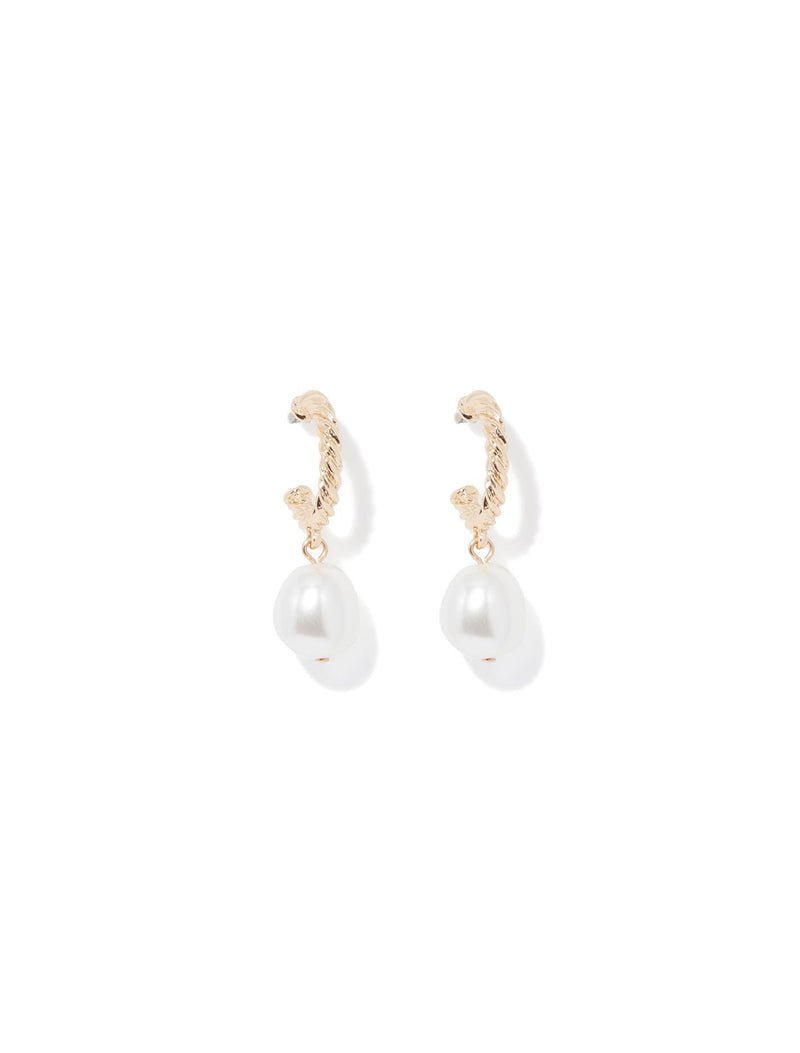 Avery Metal Pearl Hoop Earrings Forever New