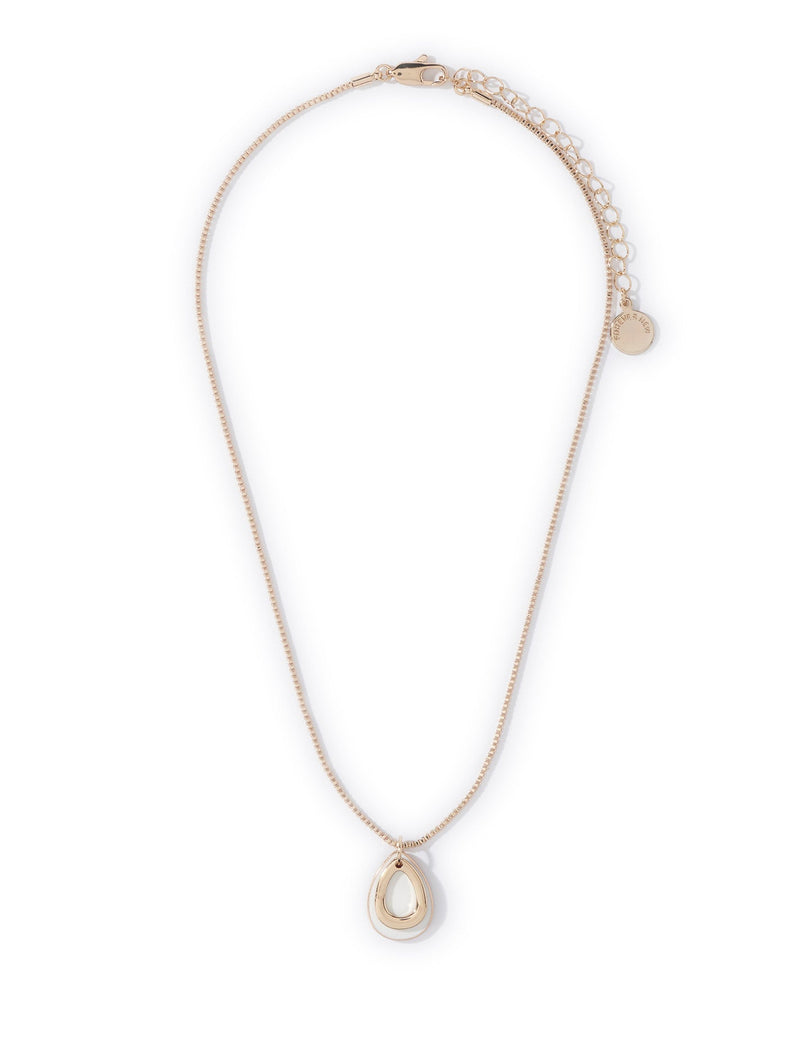 Lory Layered Drop Necklace Ivory Gold Forever New