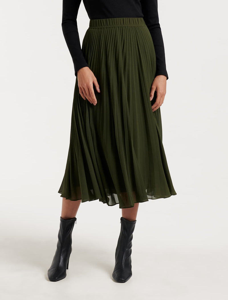 Harper Pleated Midi Skirt - Forever New