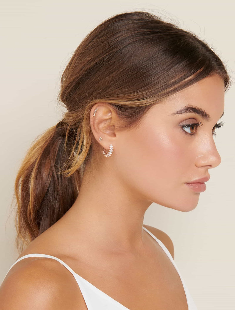Li Cubic Zirconia Baguette Stone Hoop Earrings - Forever New
