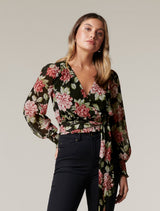 Arianna Shirred Waist Printed Blouse - Forever New