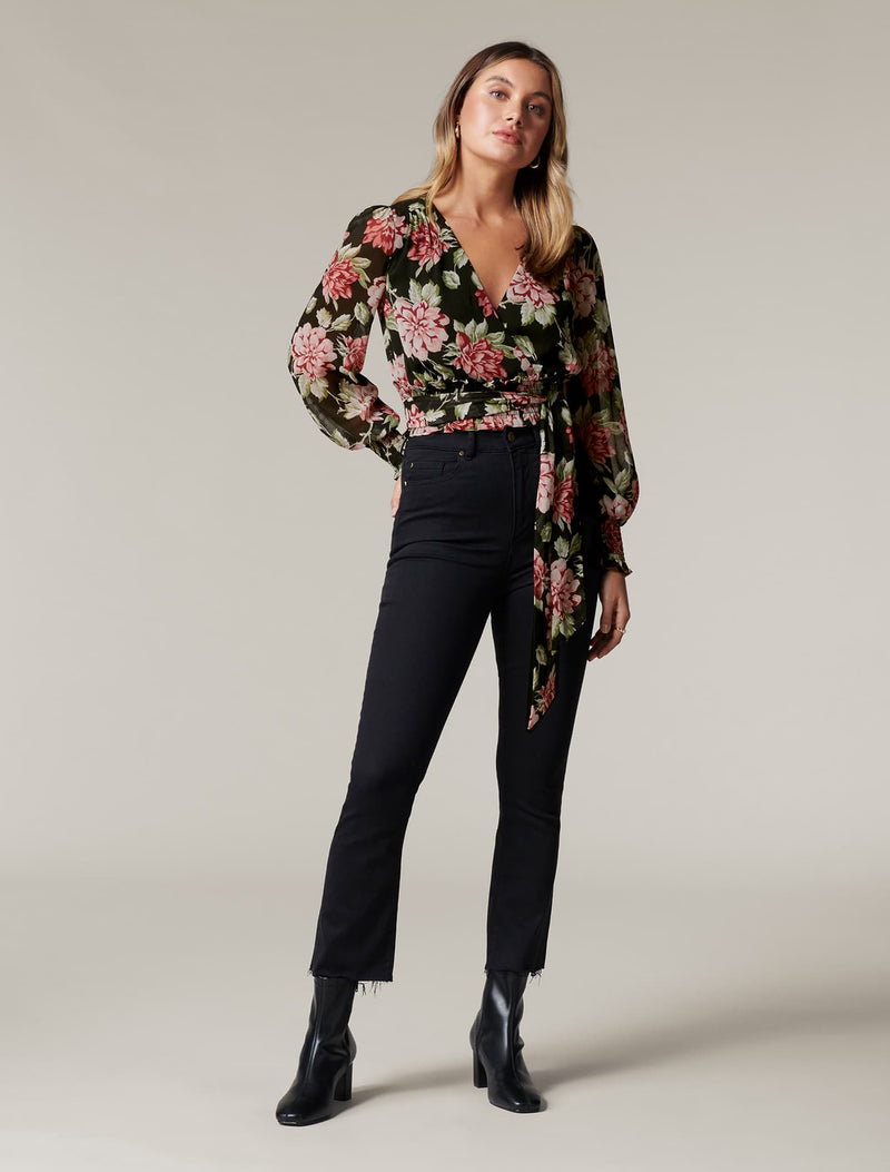 Arianna Shirred Waist Printed Blouse - Forever New