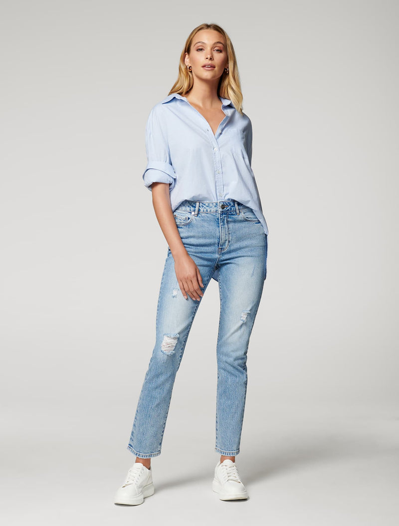 Isabel Mid Rise Straight Crop Jean - Forever New