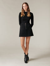 Elisa Zip Front Suedette Mini Skirt - Forever New