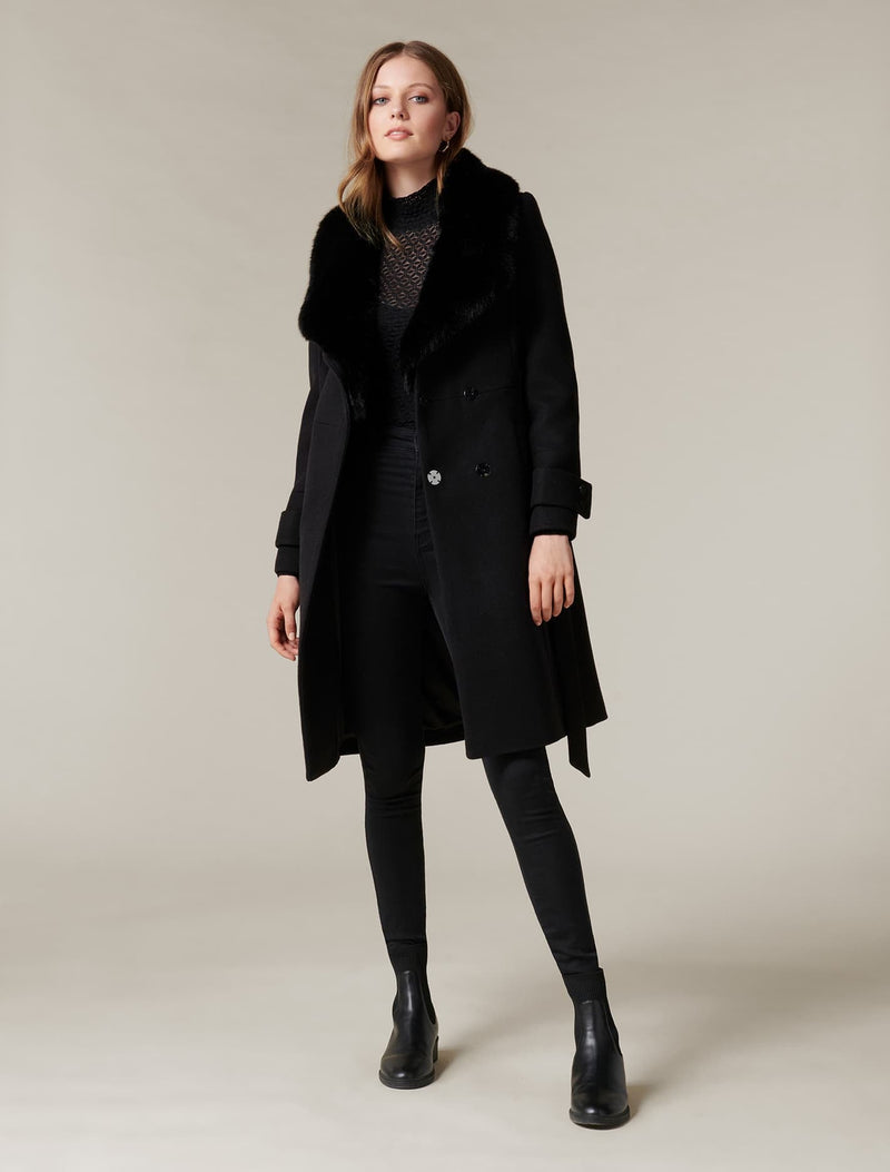 Jamie Fur Collar Coat - Forever New