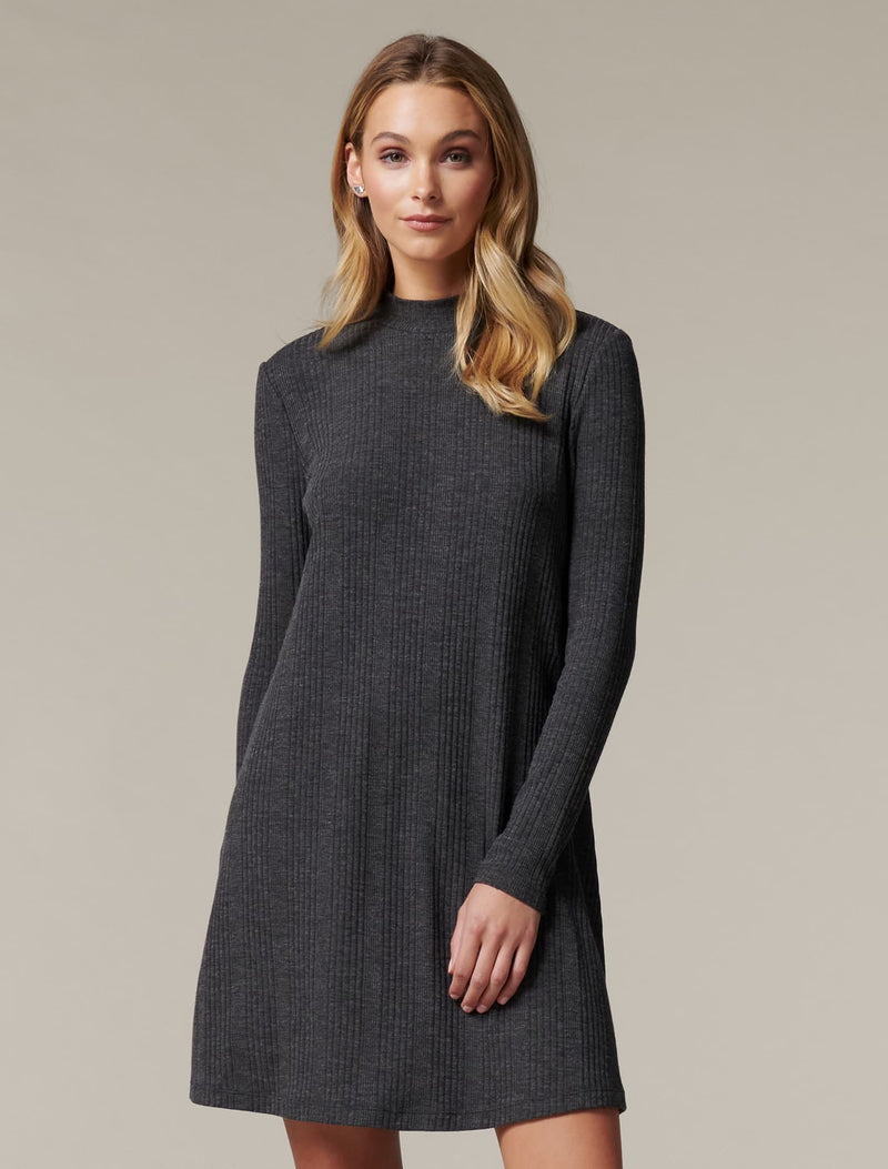 Vienna High Neck Shift Dress Grey Marle Forever New
