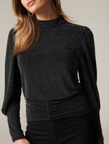 Rachel Ruched Glitter Top - Forever New