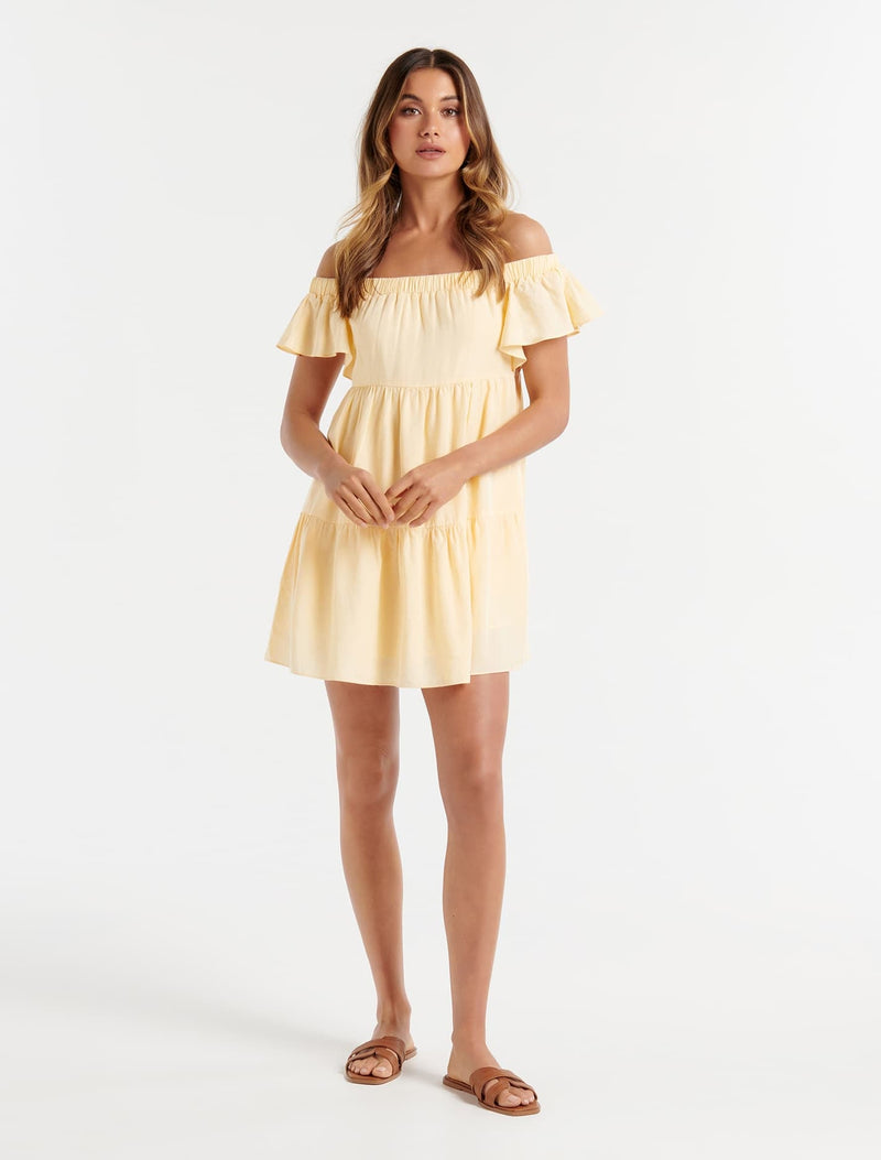Phoebe Petite Off Shoulder Mini Dress Forever New