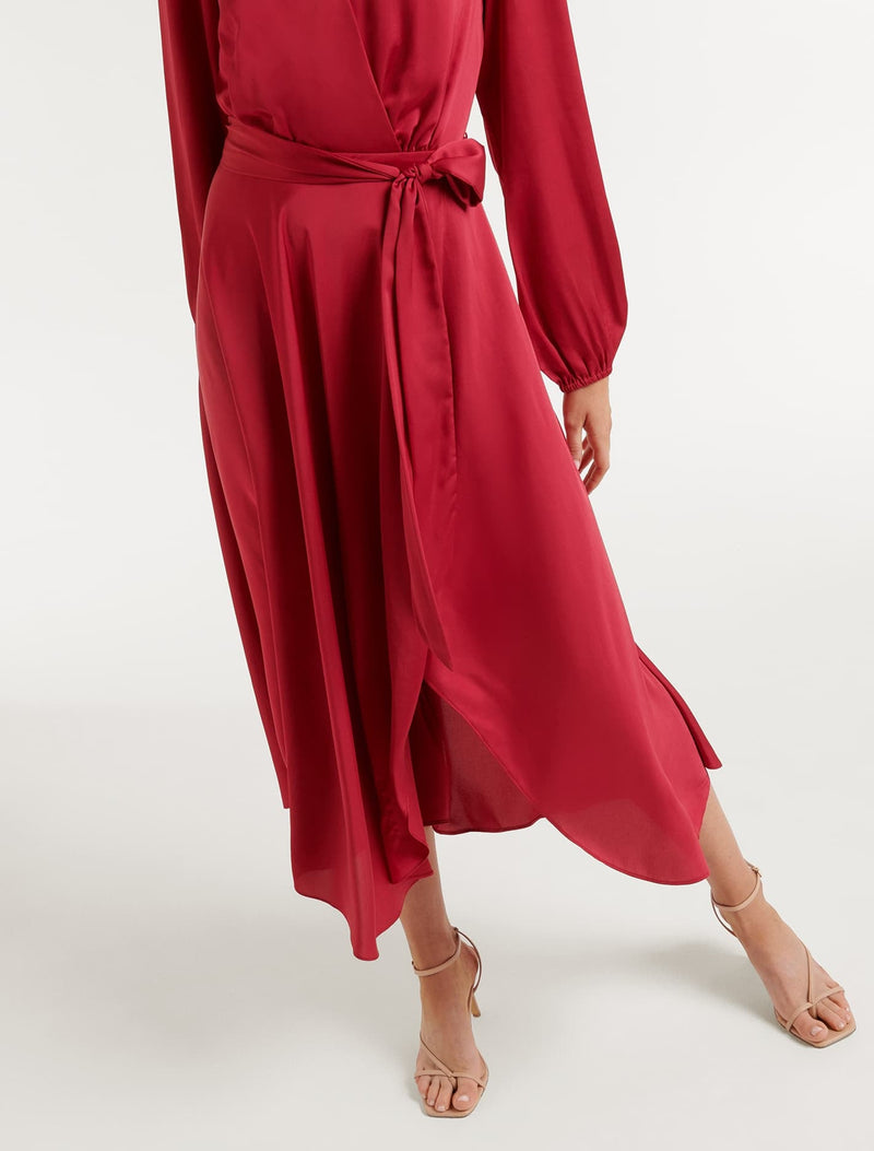 Marilyn Satin Wrap Midi Dress - Forever New