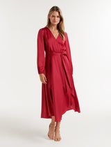 Marilyn Satin Wrap Midi Dress - Forever New