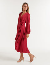 Marilyn Satin Wrap Midi Dress - Forever New