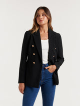 Milly Button Blazer - Black - Forever New
