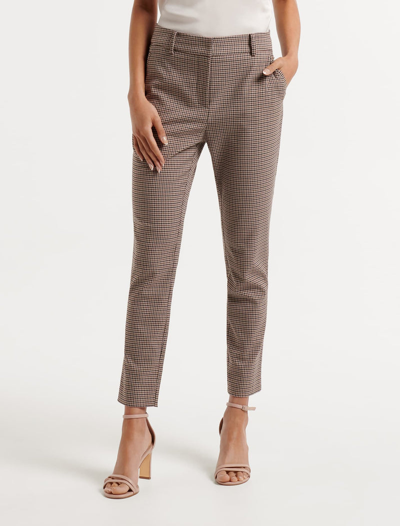 Grace 7/8th Slim Pants - Houndstooth - Forever New