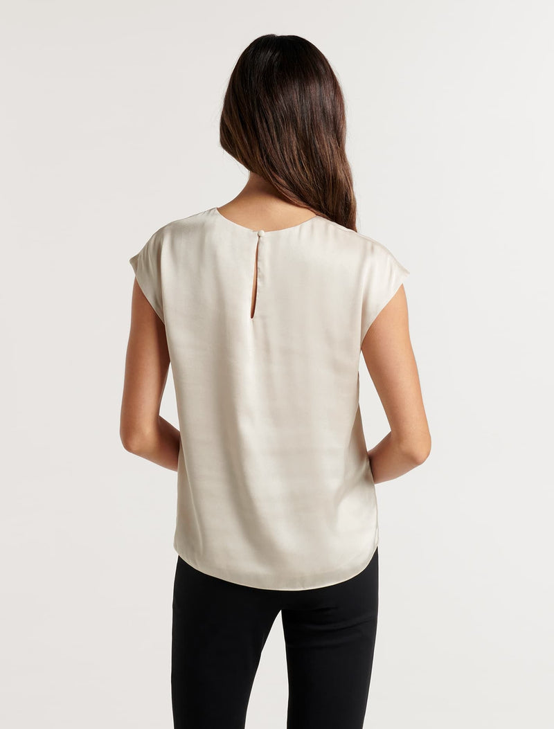 Ella Satin Extended Shoulder T-shirt - Forever New