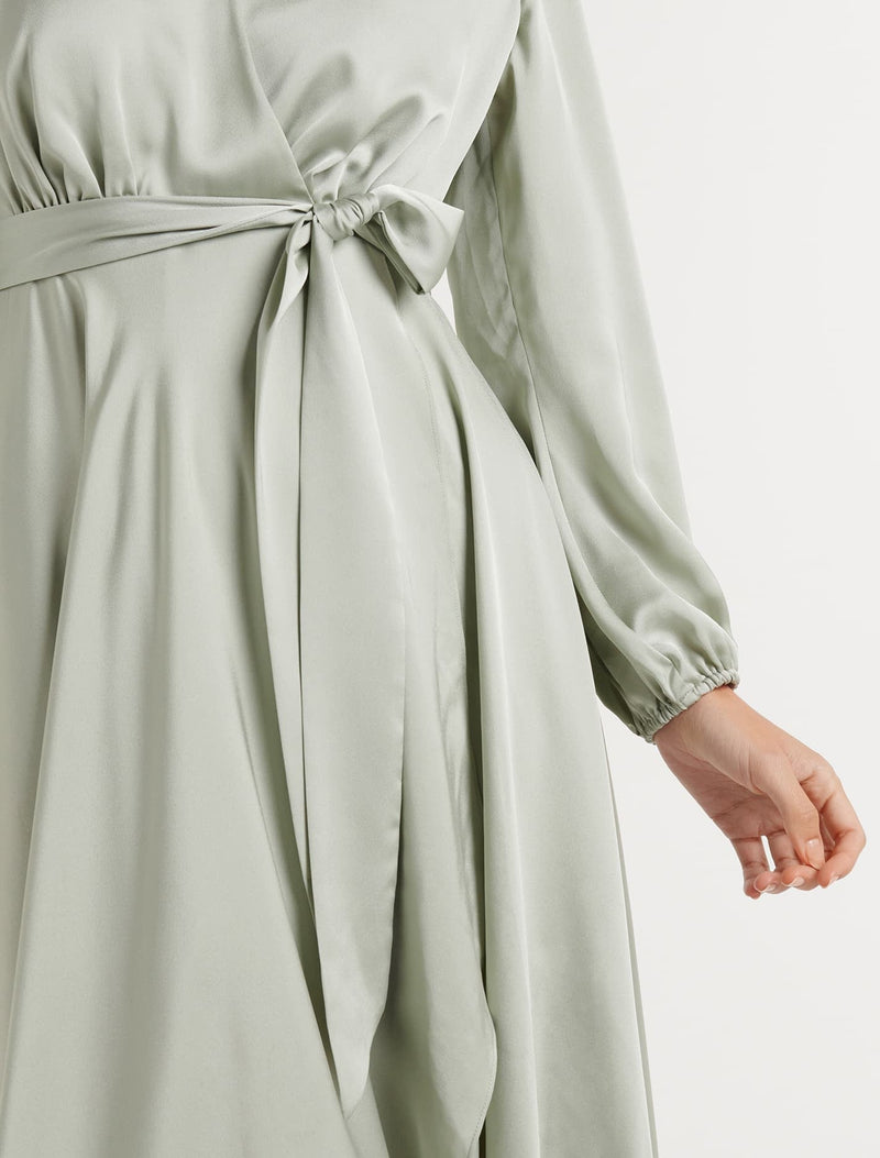 Marilyn Petite Satin Wrap Midi Dress - Forever New