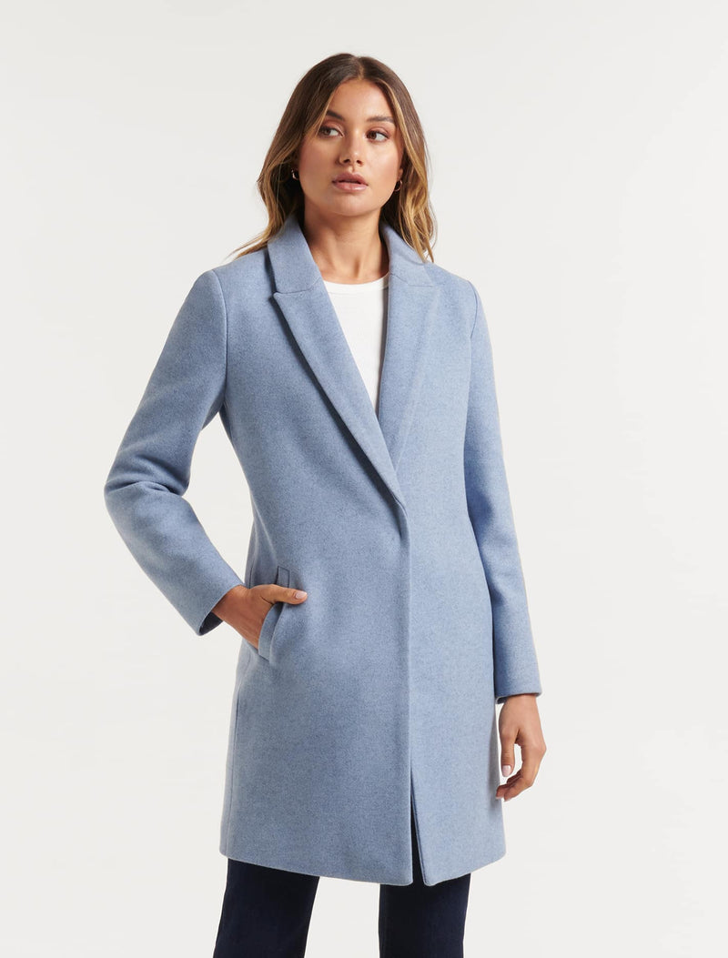 Cleo Single Breasted Coatigan Workwear Blue Forever New
